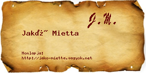 Jakó Mietta névjegykártya